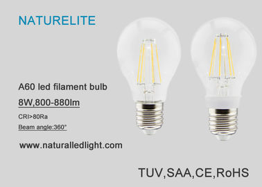 A60 8W Led Light Bulb Filament  Dimmable  36 Degree COB 800 - 880lm