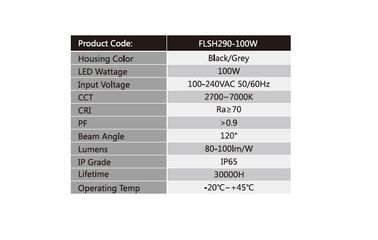 100w Ip65 Integrated Super Bright Outdoor Led Flood Lights 120°  Beam Angle