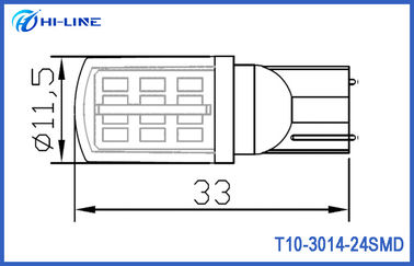 High Power 3014 SMD T10 LED Bulbs High Brightness Auto Signal Lighting Bulbs 24W